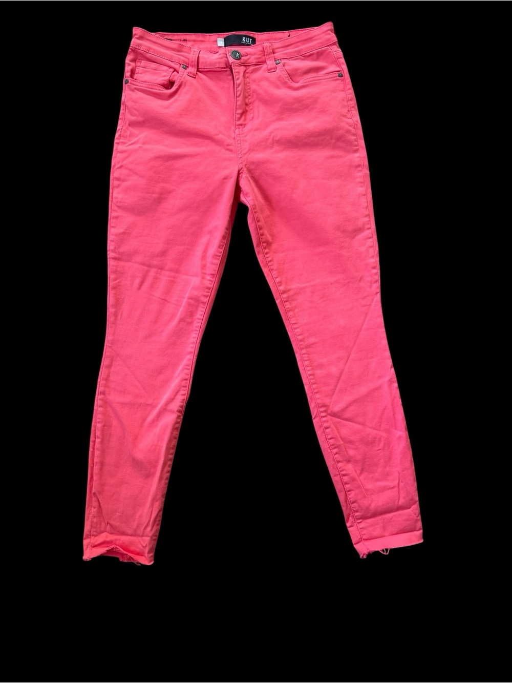 KUT From The Kloth Connie High Rise Ankle Skinny Jeans Womens 8 Pink Raw Hem